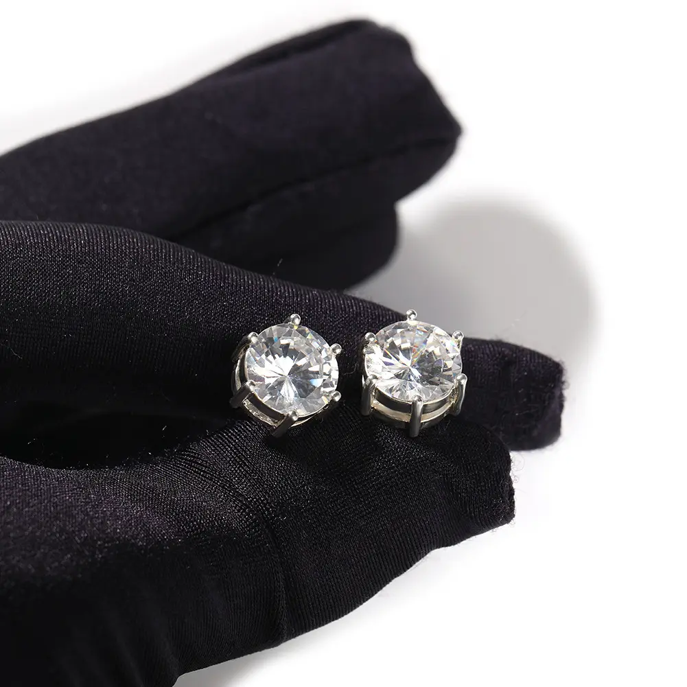 2023 Luxury Jewelry Design 925 Sterling Silver Men Moissanite Stud Earrings With GRA Certificate