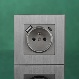 Nhôm bảng điều chỉnh tiêu chuẩn Pháp cắm ổ cắm điện Euro 2P + t ổ cắm với USB Một USB C tường Ổ cắm ổ cắm - Product Image 6