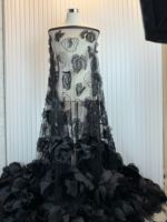 Prêt à être expédié, nouvelle arrivée 2026, luxe. Robe de soirée de luxe en organza noir 3D avec roses, plusieurs couleurs, pour mariage à Dubaï, USA, Europe