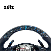 Volant en carbone forgé bleu et blanc véritable avec cuir perforé noir et palettes de commande pour BMW E92 E90 E93 M3