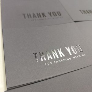 Custom Matte Black Thank You Note Card Embossed UV Silver Foil Logo Luxury Boutique Shopping Packaging Thank You Card - Product Image 6