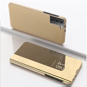 Funda de teléfono con tapa de espejo inteligente, carcasa de lujo personalizada para Samsung Galaxy S22, S21, S20, S10, S9, S8, A81, soporte de Vista transparente, Funda de cuero con tapa