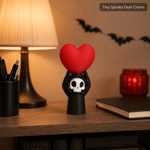 Novedad Transfronteriza: Mini Estatua de Calavera de Halloween, Esqueleto del Ceñidor de Almas Sosteniendo un Corazón, Arte Moderno Adorable, Impreso en 3D con PLA - Product Image 3