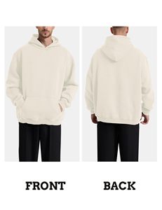 High Quality Oversized Customisable <b>Hoodies</b> No <b>String</b> Custom Print Heavyweight French Fleece Pullover Hoodie - Product Image 3