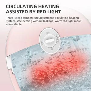 Bain de pieds massant relaxant avec lumière LED, thérapie infrarouge, chauffage à bulles, brosse en pierre ponce et fonction spa - Product Image 5