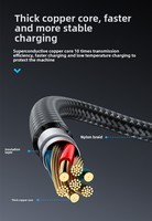 Câble de charge rapide USB-C tressé 1m en nylon USB3.0 Android pour téléphones mobiles Xiaomi/Samsung Compatible avec le transfert de données