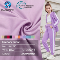 Tissu en polyester Polydex100 à interlock fin, léger et facile d'entretien, 125 g/m², imprimé personnalisé GRS, idéal pour les survêtements pour enfants