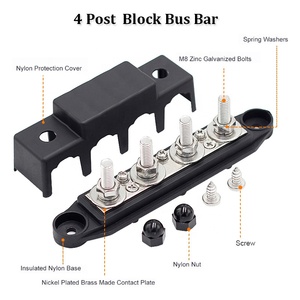 Barre omnibus 250A <span class=keywords><strong>de</strong></span> haute qualité, bloc <span class=keywords><strong>de</strong></span> distribution d'alimentation 3/8 po, 4 bornes, avec couvercle pour bornes <span class=keywords><strong>de</strong></span> batterie automobile et marine - Product Image 4
