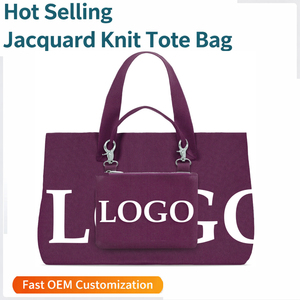 Borsa Tote <span class=keywords><strong>da</strong></span> <span class=keywords><strong>Donna</strong></span> in Maglia Jacquard, Grande Borsa a <span class=keywords><strong>Spalla</strong></span> Pieghevole, Logo Personalizzato, Borsa a Mano Casual alla Moda con Piccola Pochette - Product Image 1