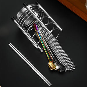 YOUNGTUO Stainless Steel <b>Chopstick</b> <b>Holder</b> Kitchen Storage Organizer Multi Function Cutlery Rack Drainable Desktop Container - Product Image 1