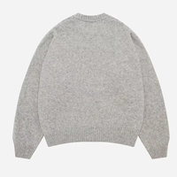 Logo personnalisé Intarsia Jacquard Lettre de luxe Côtelé Col Ras du cou Pull en laine mohair pour hommes Pull tricoté pour l'hiver fabriqué