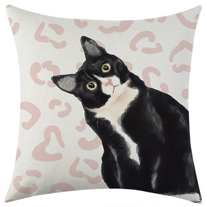 Funda de almohada con diseño de gato, funda cuadrada de lino para cojín de sofá, lavable, decoración para sala de estar, diseño personalizado - Product Image 3