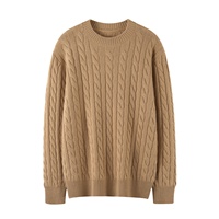 Pull 100% cachemire pur, col rond à manches longues, tricot torsadé double fil épais pour l'automne, possibilité de broderie personnalisée