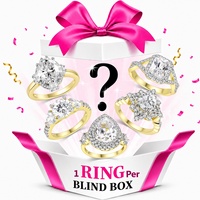Ensemble de bagues de mariage de haute qualité en boîte mystère, 1 pièce, plaqué or 18 carats, OEM ODM, zircone cubique AAA+, serti clos bicolore, bijoux pour femmes