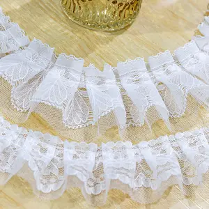 Nouvelle version de dentelle plissée pliée accessoires pour femmes manchette jupe bord maille broderie tissu décoratif