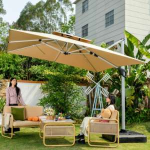 Sombrilla de luz LED de aluminio contemporánea, <span class=keywords><strong>Base</strong></span> de paraguas de jardín plegable para Patio, patio, gimnasio, Hospital, muebles de exterior - Product Image 1