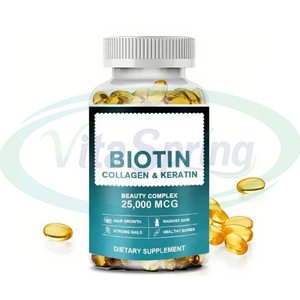 OEM Vitamina Biotina Cabello Uña Crecimiento DE LA PIEL Softgel Cápsula Suplemento 10000mcg 15000mcg Biotina Softgel Cápsula - Product Image 2
