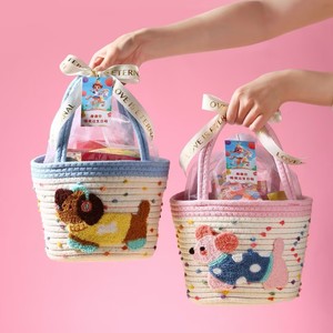 Woven Baskets Candy Box Accessories Handmade Round Storage Baskets For Birthday Gift Kids Party Favor 1-3L Capacity - Product Image 2