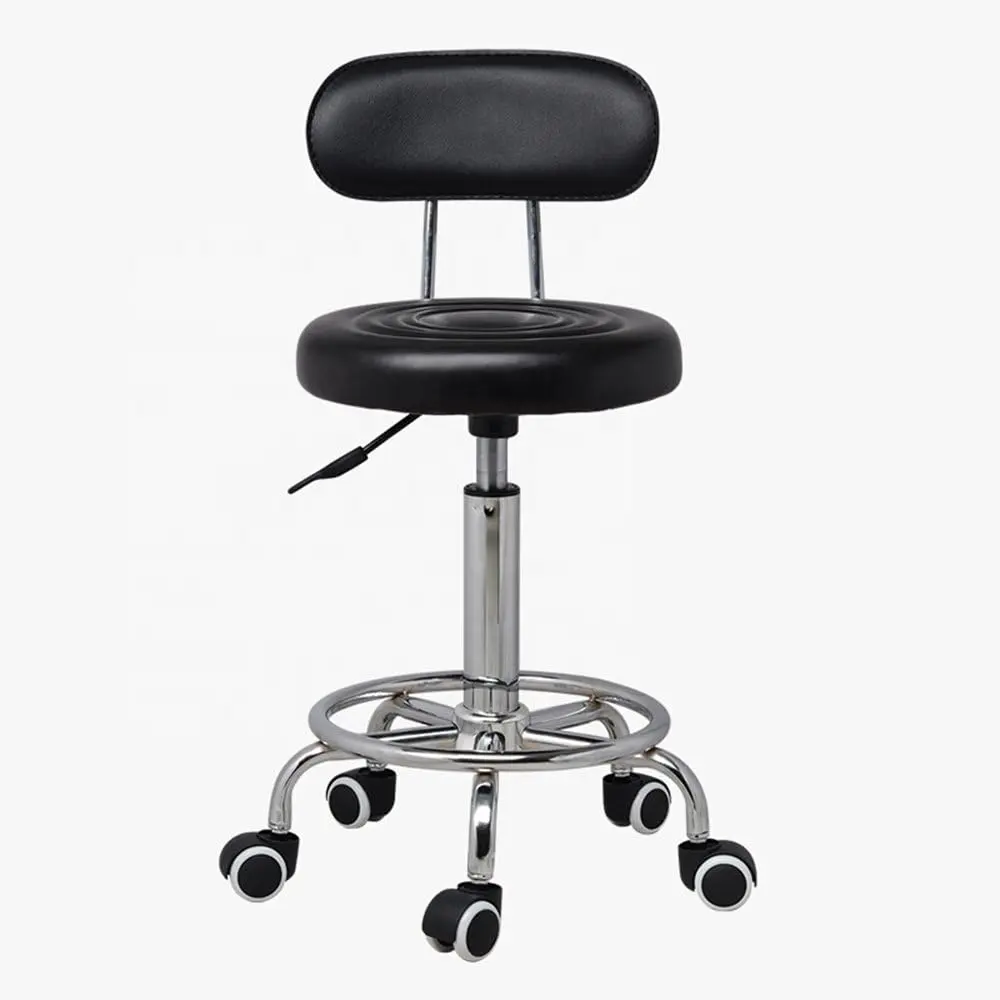 Tabouret roulant rond en cuir Pu avec repose-pieds pivotant réglage de la hauteur Spa médical dessin Salon tatouage travail tabourets de bureau