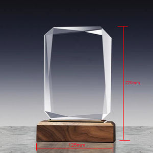 批发空白方形透明K9水晶奖杯木质底座激光雕刻印花牌匾奖 - Product Image 2