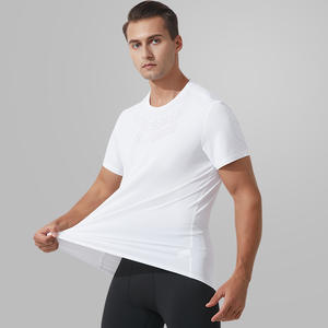 Vente en gros 140 grammes de vêtements jacquard pour la peau ultra-mince vêtements de sport respirants et décontractés pour hommes, vêtements de fitness à col rond - Product Image 1