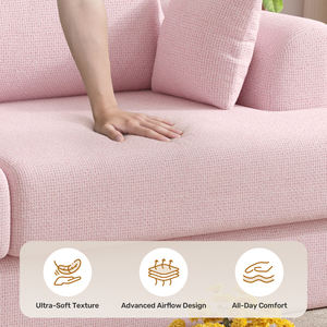 Canapé confortable en tissu tissé, courbes ergonomiques, circulation d'air avancée, pas de montage requis, meubles de salon - Product Image 4