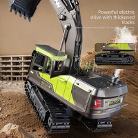 HY E 1:14 14CH Excavatrice RC en alliage avec pulvérisation d'eau, 3-en-1 : pelle, grappin et camion de construction télécommandé, véhicule d'ingénierie