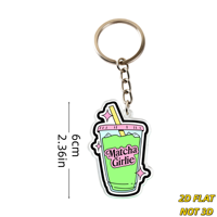 Porte-clés en acrylique mignon Matcha Girlie, design boisson glacée avec couvercle rose et paille, détails scintillants, accessoire esthétique charmant