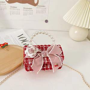 กระเป๋าสะพายข้างเด็ก ลายปีใหม่ ดีไซน์เก๋ กระเป๋าถือทรงเหลี่ยมสำหรับเด็กผู้หญิง สีแดง แฟชั่นสไตล์เจ้าหญิง - Product Image 6