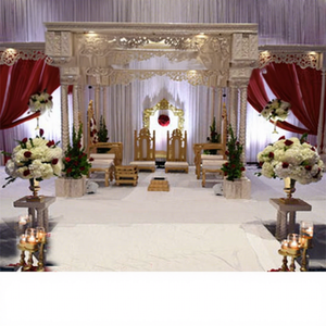 Stylish Modern Portable Hindu Wedding Triple Pillar Mandap Fiberglass <b>Square</b> Mandap Set Indian Wedding Triple Pole Mandap USA - Product Image 1