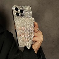 Coque de téléphone anti-chute de luxe haut de gamme avec cadre en forme de cœur et perles incrustées pour iPhone 17, 16, Promax