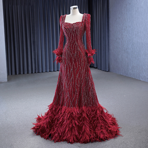 Rsm222177 <b>Top</b> Quality Luxury Womens Evening Dress Long Sleeve Evening Gown Dress Elegant Embroidery Party Dresses - Product Image 3