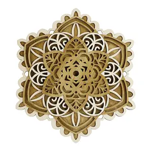 Nuevos diseños de chakras sacados, Mandala de loto, artesanías artísticas de madera, corte láser personalizado, diseños de decoración de pared