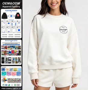 Wholesale High Quality Solid Color Crewneck Hoodie Pullover Oversized Embroidered Women <b>Jumper</b> Boxy Crew Neck Sweatshirt Custom - Product Image 1