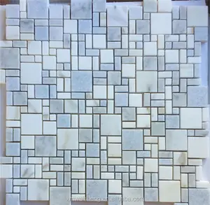 China cultured marble wall panels mosaic white black mixed price per m2