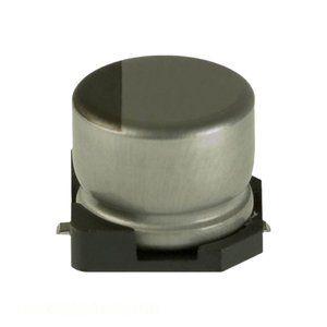Distribuidor Autorizado, Condensador de Aluminio de 22 uF UWX1E220MCL1GB, 22UF 20% 25V, Montaje Superficial SMD - Product Image 1