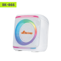 Enceinte portable avec poignée, lumières annulaires RGB, LED à changement de couleur, enceinte sans fil pour fêtes à domicile, camping, pique-nique, bureau