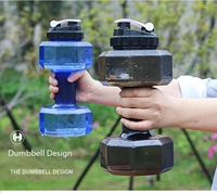 Botol Minum Dumbbell Kreatif Grosir, Botol Air Bentuk Dumbbell Plastik Isi Ulang Custom, Kapasitas Besar untuk Olahraga Luar Ruangan