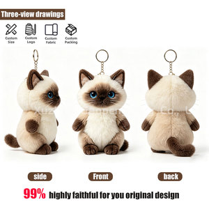 Llavero <span class=keywords><strong>de</strong></span> peluche <span class=keywords><strong>de</strong></span> gato siamés Kawaii OEM ODM, colgante <span class=keywords><strong>de</strong></span> gato suave y esponjoso con <span class=keywords><strong>ojos</strong></span> <span class=keywords><strong>azules</strong></span> realistas, amuleto <span class=keywords><strong>de</strong></span> animal <span class=keywords><strong>de</strong></span> peluche para bolso - Product Image 3