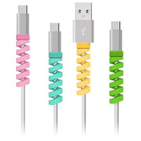 Protège-câbles en silicone de couleur personnalisée, étanches, durables, flexibles, en spirale, pour chargeurs USB et écouteurs