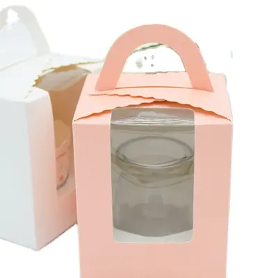 Ручная оконная коробка для кексов, коробка для маффинов с одной зернистой поверхностью во французском западном стиле, упаковка для Мусса для выпечки внутри