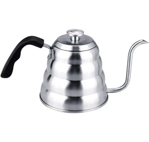 Cafetera de Goteo Manual de Acero Inoxidable de 1200ML, Ecológica, Moderna, Tipo Cloud Moka, con Termómetro, Cuello de Cisne, Acabado Espejo Plateado - Product Image 1