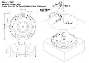 Vasca da Bagno Moderna Incassata da 1,8m con Getti Idromassaggio a Bolle e Ozono per Uso Interno ed Esterno, Ville e Centri Spa - Product Image 4