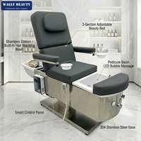 Table de massage multifonction Wallybeauty, lit de shampoing, chaise de pédicure, lit de massage électrique spa 3 en 1