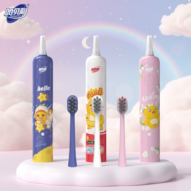 Happily Pressure-sensing Technology Kids Electric Toothbrushes Straight Handle Electric Toothbrush Child Cartoon Tooth Brush
