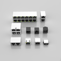 Connecteur de port réseau RJ45 Hctl HC621601A-M891-A, fiche femelle 8P8C blindée avec LED TAB-UP 1x1 10-100M Base-T, pour modem vertical
