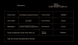 Cassaforte Deli 33116 per Ufficio, Casa, Hotel, Mini Cassaforte Intelligente di Alta Qualità - Product Image 3