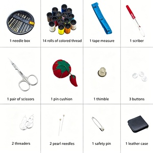 Kit <span class=keywords><strong>de</strong></span> couture portable en cuir noir avec aiguilles, fils et ciseaux, étui <span class=keywords><strong>de</strong></span> rangement <span class=keywords><strong>de</strong></span> haute qualité pour la maison et les voyages - Product Image 6