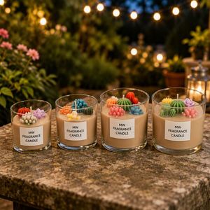 Bougie parfumée artisanale en verre avec motif de plantes succulentes, bougie d'aromathérapie pour la décoration de la maison - Product Image 2
