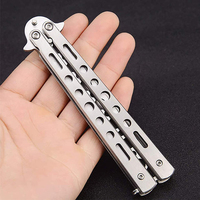 Couteau papillon pliant en métal sans lame, outil professionnel de formation, tout en acier à sept trous, couteau pliant en métal, outil à main